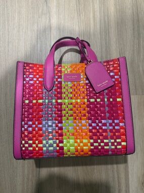 kate spade Hot Pink Multicolor Woven Tote